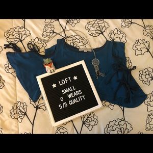 [ LOFT ] Tie Sleeve Cold Shoulder Top [ NWOT ]